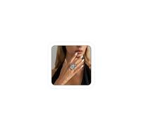 Silver Water Wave Ring for Women, Geometric Statement Ring with Gemstone, Modern Design Band in Silver White/Silver Gray/Blue, Fashion Jewelry for Daily & Party (Silver Gray)