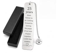 Silver Wedding Anniversary Gifts Book Mark for Him Her, 25th Wedding Anniversary Gifts for Husband Wife Couple, Romantic Metal Silver Bookmark for Christmas Gift for Men Women