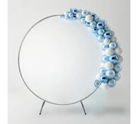 Silver Wedding Arch Flower Balloons Decoration 200cm - Moongate Round Frame