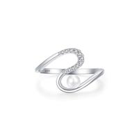 Silver Wedding Band 925 Silver Rings 1.5mm Pearl Curve with Pearls Size J 1/2 Gifts for Ladies Mother Premium