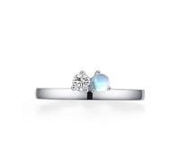 Silver Wedding Band, Women Rings 925 Sterling Silver Round with Double Cubic Zirconia Elegant Jewelry for Wife Size P 1/2