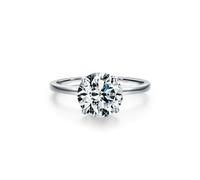 Silver Wedding Band Women, Women's Wedding Rings with 3ct Round Moissanite 14K White Gold Size O 1/2