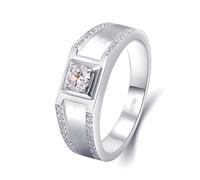 Silver Wedding Bands, The Engagement Ring Simply Style with 0.3ct Created Diamond 18.1K White Gold Size J 1/2