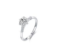 Silver Wedding Rings Womens 925 Sterling Silver Rings 1.7mm Cubic-Zirconia Simple Six Prong Solitaire Size J 1/2 Gifts for Ladies Mother Simple
