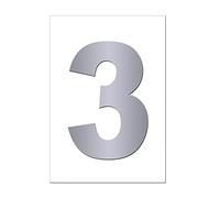 Silver Wheelie Bin Number 3 - Self Adhesive Waterproof Durable Vinyl Stickers - Digitally Cut to the sticker Shape - size 170mm By PARTY DECOR