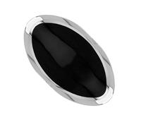 Silver Whitby Jet King's Coronation Hallmark Large Oval Ring D - R