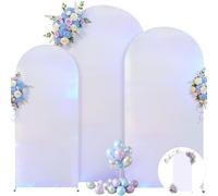 Silver White Arch Backdrop Covers 6FT, 6.6FT, 7.2FT Spandex Arch Cover Set of 3 Sequin Arch Cover Stretchy Backdrop Sparkly Wedding Arch Stand Cover for Birthday Party Baby Shower Graduation Banquet