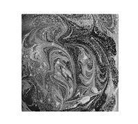 Silver White Black Swirls Marble Agate Shiny Silver Dark Starry Night Dinner Cloth Napkin, Set of 4 Oversized Reusable Table Napkins, Washable Premium Fabric with Hemmed Edges for Wedding Parties