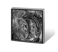 Silver White Black Swirls Marble Agate Shiny Silver Dark Starry Night Square Badge Smooth Surface Lapel Tie Pin, Lightweight Badge for Women Men Office Worker Nurse Teacher Student Shirts Backpack