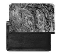 Silver White Black Swirls Marble Agate Shiny Silver Dark Starry Night Women's Passport Protector, Men's Passport Protector, PU Travel Passport Protector for Women Men Worker 5.8 x 3.9 x 0.4 inch