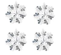 Silver/White Christmas 2 Tone Foil Ceiling Decorations - Set 4 40cm Star Snowflakes