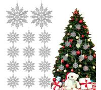 Silver & White Christmas Decorations - Snowflake Baubles for Xmas Tree