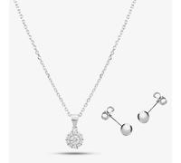 Silver White Crystal Circle Jewellery Set E614239-PD & 8.55.7899