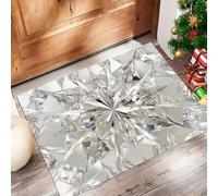 Silver-White Doormat, Realistic Diamond Facets Area rug Non Slip Backing - Dirt Trapper Mat Absorbent Non-Slip Door mat for Entrance Inside Kitchen Front Back Door Pets and Garden - 80 x 120 cm