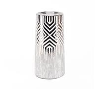 Silver & White Geometric Candle Holder 19.8cm