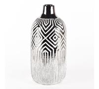 Silver & White Geometric Vase 24.5cm