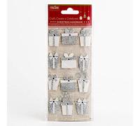 Silver White Glitter Presents Christmas Craft Decorations (Pack of 12)