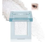 Silver White Shimmer Glitter Eyeshadow with Pearl Finish - Waterproof Long-Lasting Highly Pigmented Blendable Powder for Eye Makeup Party Evening Wear with Reflective Luminous Effect