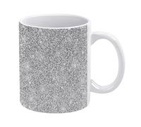 Silver White Shiny Glittering Background Yellow Holiday Tinsel Image White Ceramic Cup Mug for Tea Coffee Milk Juice 11 Oz for Home Party Offices Cafe Mom Father Daughter Son Gift