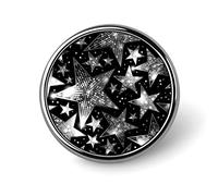 Silver White Shiny Sparkles and Sequins in The Form of Stars Round Badge Smooth Surface Lapel Tie Pin, Lightweight Badge for Women Men Office Worker Nurse Teacher Student Shirts Backpack