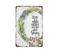 Silver White Winters That Melt Into Spring,Winter Print,Winter Printable,Winter Quote,Christmas Card,Christmas Printable,Christmas Art Retro Metal Tin Sign For Home Coffee Club Wall Decor 8x12inch