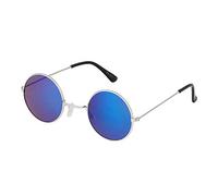 Silver with Blue Lenses UV400 Mens and Womens Sunglasses - Stylish Festival and Designer Round Glasses - Perfect Sun Glasses for Men and Women - Cool Metal Shades
