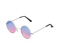 Silver with Blue to Pink Lenses Small Round UV400 Mens and Womens Round Sunglasses - Stylish Festival and Designer Glasses - Perfect Sun Glasses for Men and Women - Round Metal Shades