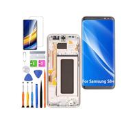 (Silver with Frame) Display for Samsung Galaxy S8+ S8 Plus LCD Screen Replacement TFT, G955F G955FD Display Screen Touch Digitizer Assembly Repair Parts Kit (Without Fingerprint, Not Curved Screen)