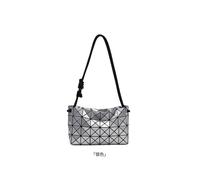 (Silver (with logo), 24*8*16.5) Japanese 2023 New Tofu Bag Geometric Rhombus Drawing Bag For A Lifetime Fashion, Simple Shoulder Oblique Cross -Handed Women's Bag