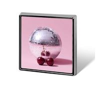 Silver with Two Dark Red Cherries Unisex Brooches & Pins Square Lightweight Lapel Badge Jewelry for Clothing Shawl Hat