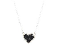Silver Women Geometric Love Heart Shape Drusy Stone A Druzy Jewelry with Resin Shell Light Blue Necklace for Valentine's Day