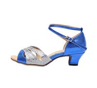 Silver Women's Dance Shoes Extra Wide Feet Comfortable Performance Latin Salsa Party Shoes 20s Vintage Style Elegant Heel Summer Dance Shoes for Wide Feet Comfort Sole, darkblue, 8.5 UK