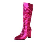 Silver women's metal boots for elegant performances on the catwalk, festive occasions such as wedding parties with evening wear as well as for the night club as stylish T-stage boots in trendy, Hot