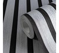 A.S. Création Non-Woven Wallpaper with Wall Panel Motif with Metallic Effect 0,53 x 10,05 m - Black Silver Metallic - Wood Look Wallpaper Made in Germany - 786271