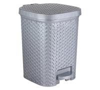 SILVER x Dispose All 7L Square Pedal Bin with Removable Inner Bucket, Hands-Free Foot Pedal, Soft Close Hinge Lid, Modern Knit Design Plastic Waste Bin for Bathroom, Kitchen, Bedroom & Office.