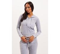 (Silver, XL) Juicy Couture Robertson Classic Jacket Polyester Women's Silver Hooded Sweatshirt