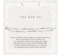 Silver 'You Did It' Bracelet, Adjustable Minimalist Star Bracelet with Card, Achievement Present for Graduation, Passed Exams, Motivational Jewelry Keepsake for Daughter Friend Sister (1PC)