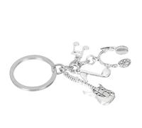 Silver Zinc Alloy Music Keychain with Guitar Headphone Note Pendants | Lightweight Accessory, Key Separation and Loss Prevention, Backpack Decoration, Zipper Pulls, Gift for Music Fans