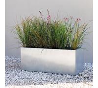 Primrose Zinc Galvanised Rectangular Silver Outdoor Trough Planter 70cm Primrose Silver