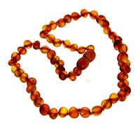 SilverAmber Jewellery - Baltic Amber Necklace Cognac - Raw - Handmade 100% Genuine Amber Beads - Premium Quality - Size 70 cm