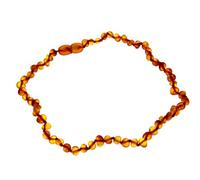 SilverAmber Jewellery Genuine Baltic Amber Necklace - Polished Beads - Cognac, Lemon, Honey, Mixed, Multicoloured, Ombre Colors - Knotted Between Beads - Sizes from 30-50 cm (RAW - Cognac, 33)
