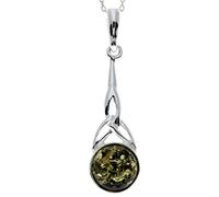 SilverAmber Jewellery Genuine Green Baltic Amber & Sterling Silver Celtic Pendant without Chain - 708G