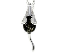 SilverAmber Jewellery Genuine Green Baltic Amber & Sterling Silver Little Mouse Pendant without Chain - GL2009G