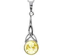 SilverAmber Jewellery Genuine Honey Baltic Amber & Sterling Silver Celtic Pendant without Chain - 708H