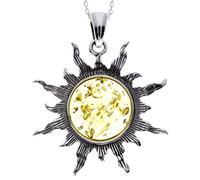 SilverAmber Jewellery Genuine Honey Baltic Amber & Sterling Silver Large Sun Star Pendant without Chain - 1864H
