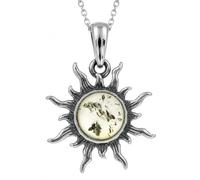 SilverAmber Jewellery Genuine Honey Baltic Amber & Sterling Silver Star Sun Pendant without Chain - 1764H