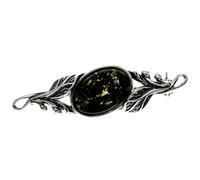 SilverAmber Jewellery Oval Genuine Green Baltic Amber & Sterling Silver Classic Brooch - 4022G