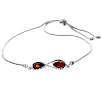 SilverAmber Jewellery UK - Genuine Baltic Amber & 925 Sterling Silver Adjustable Infinity Bracelet on a slider - GL534 (Cognac)