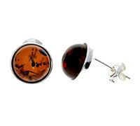SilverAmber Jewellery UK Genuine Cherry Baltic Amber and 925 Sterling Silver Studs Drop Style Earrings - M641CH