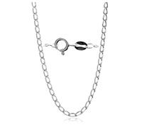 SilverAmber Jewellery UK - Made in Italy - 925 Sterling Silver Delicate 1.2 MM Long Curb Chain 16 inches long with an anti-tarnish coating - GCH02416